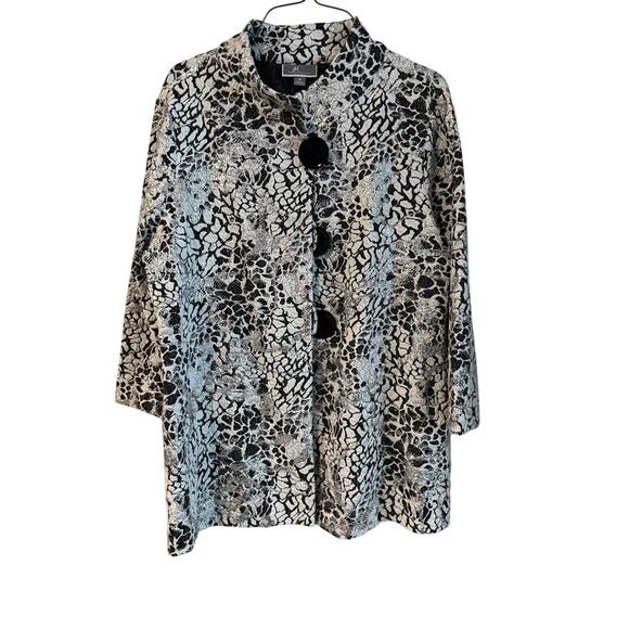 NEW with Tags JM Collections Size Medium Silver Black White Jacket Shimmer - Picture 1 of 7